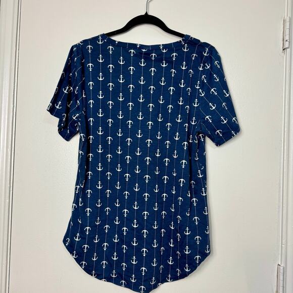 LuLaRoe Classic Tee Womens Top Navy Blue Anchors M Medium - Picture 2 of 8